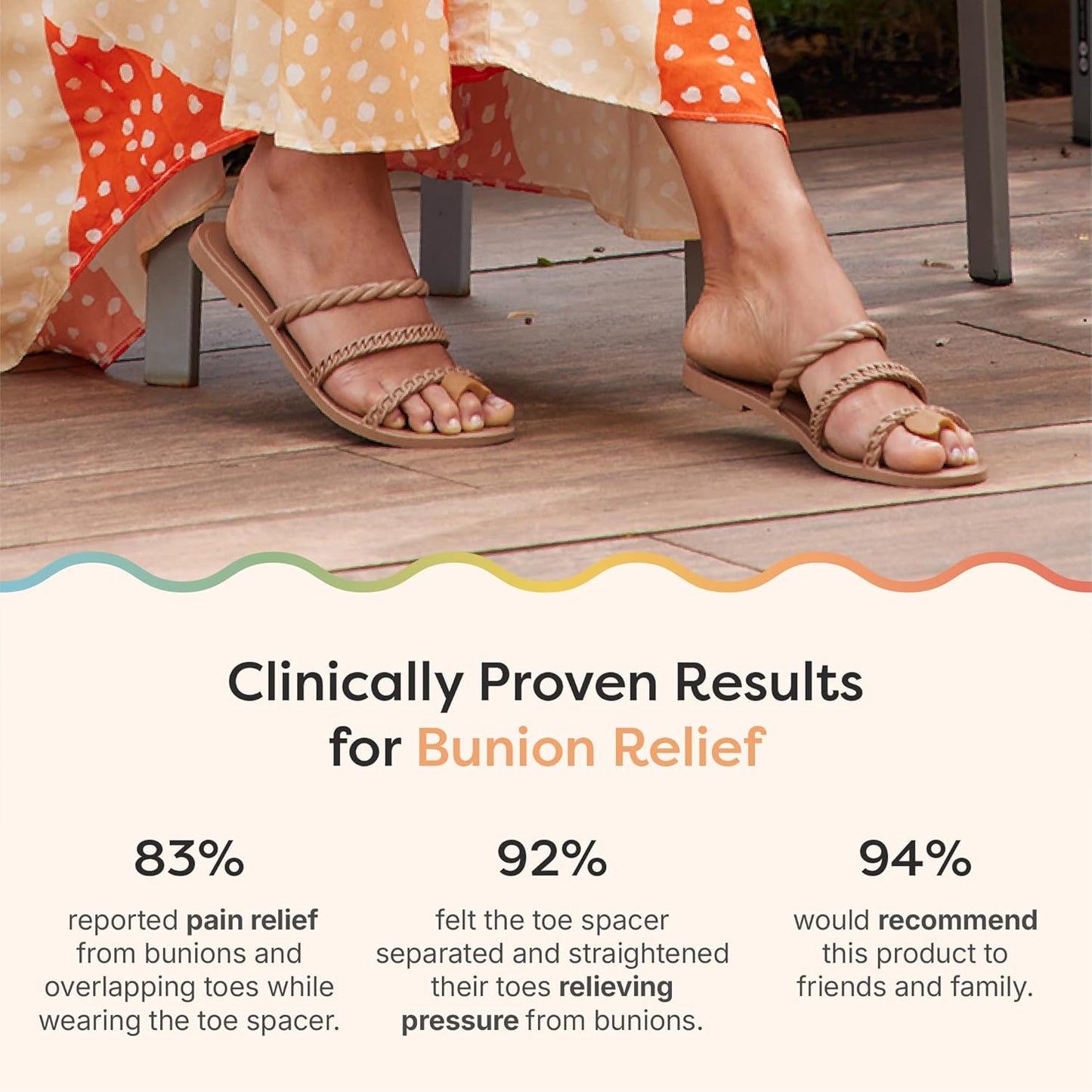 ZenToes Gel Toe Separators for Overlapping Toes, Bunions, Big Toe Alignment, Corrector and Spacer - 4 Pack (Honey)