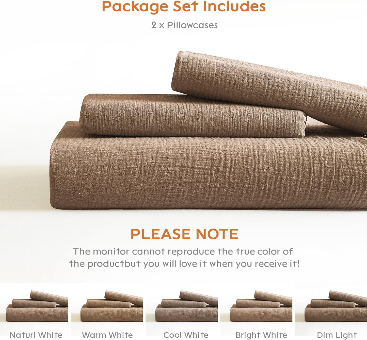 SE SOFTEXLY Muslin Pillowcases Queen Size 100% Cotton, 2 Pack Linen Like Pillow Shams with Envelope Closure, Ultral Soft and Breathable Pillow Case Covers, Light Brown, 20" X 30", No Filling