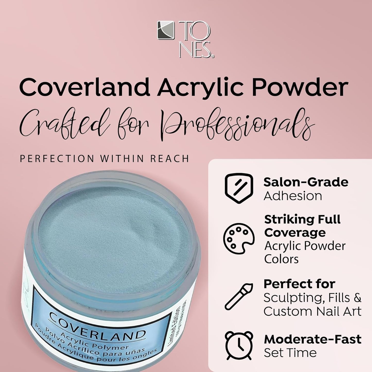 Tones Coverland Acrylic Nail Powder "Free Spirit" - Limited Edition Acrylic Powder for Nail Design, Sculpting, and Masking Nail Bed Imperfections - Professional Acrylic Nail Supplies - (1.5 Oz)