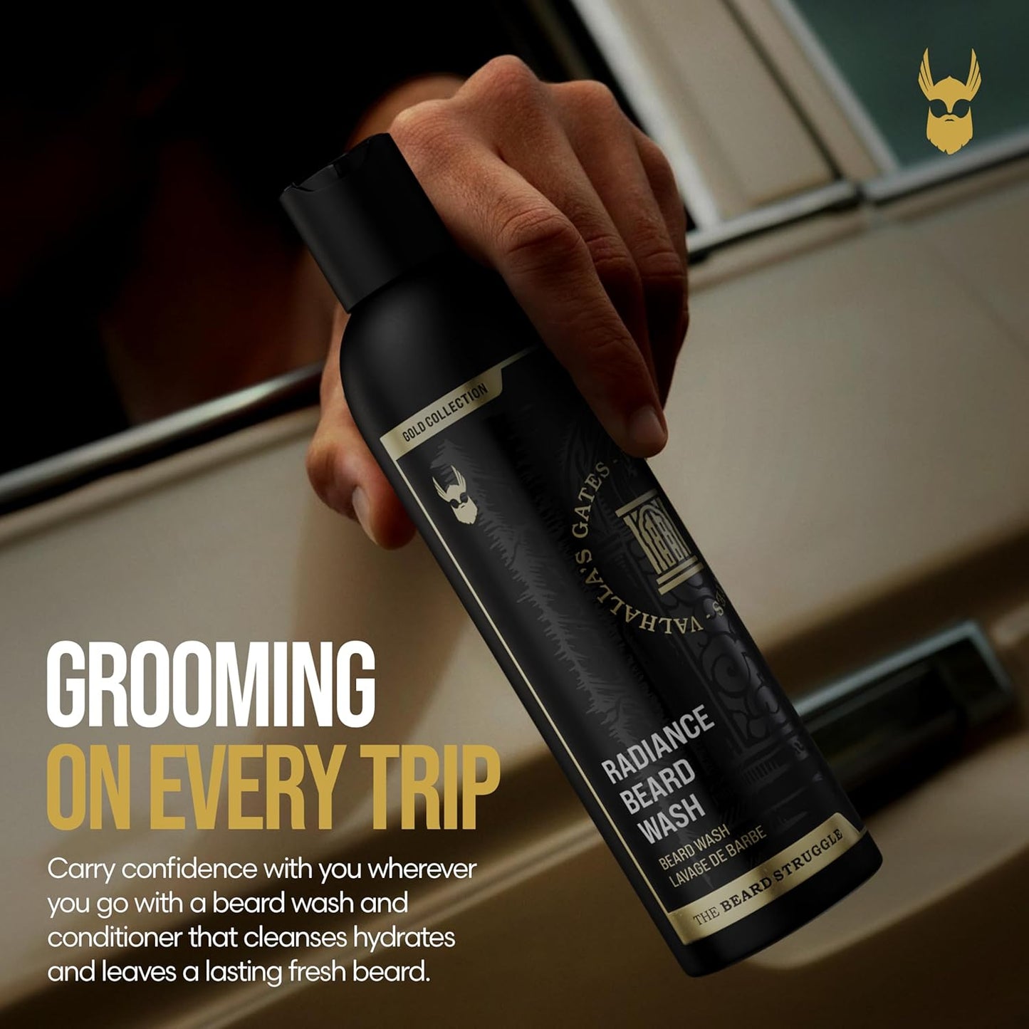 The Beard Struggle - Radiance Beard Wash & Conditioner Bundle - Gold Collection - Pack of 2, Valhalla's Gates - Nourish, Cleanse, Softens, & Strengthens Beard - Beard Wash and Conditioner for Men