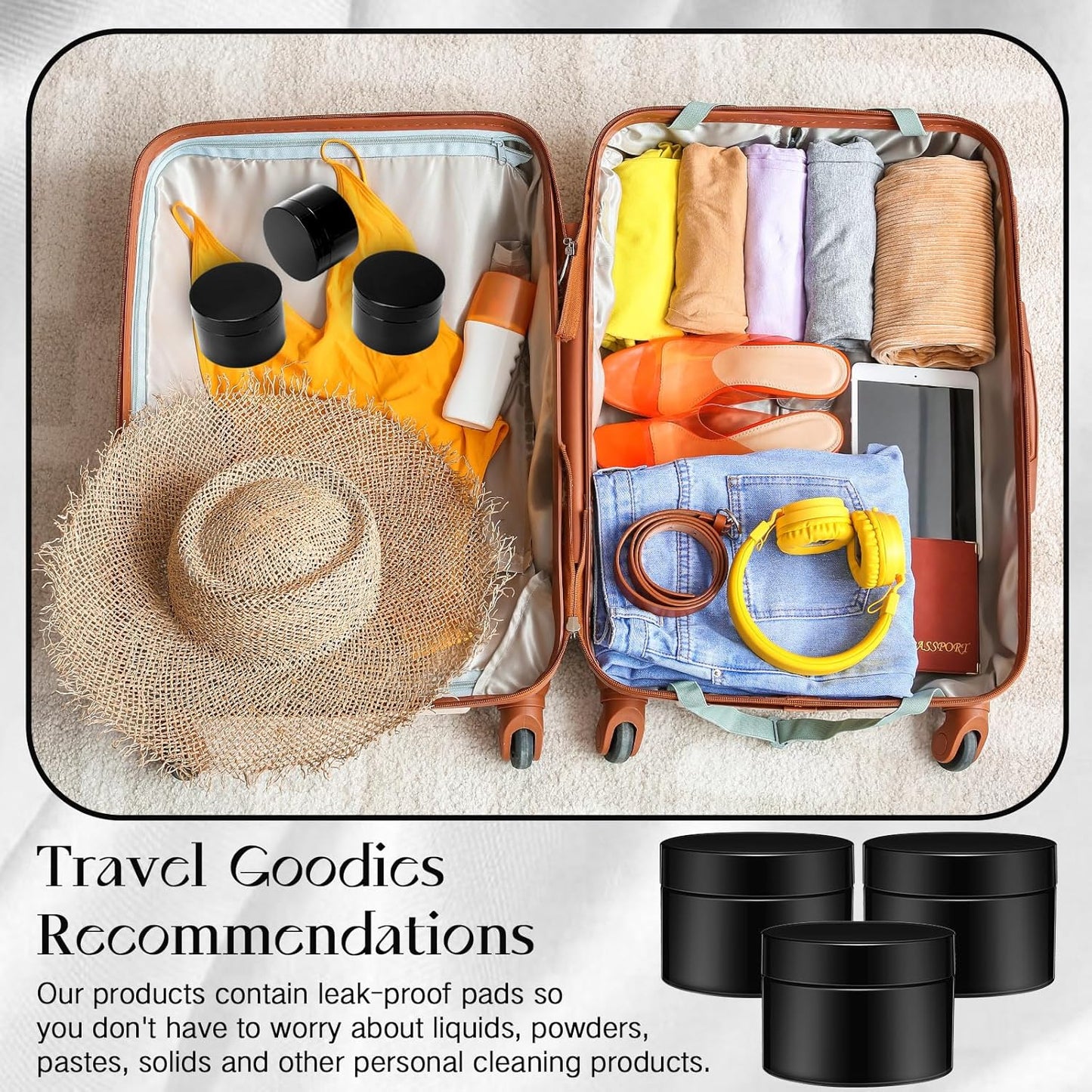 SATINIOR 12 Pack 4 oz Plastic Container Jars with Lids Round Clear Travel Cosmetic Container Slime Jar for Toiletries, Lotion, Cream, Ointment, Makeup, Rhinestone, Sample, Kitchen Storage(Pure Black)