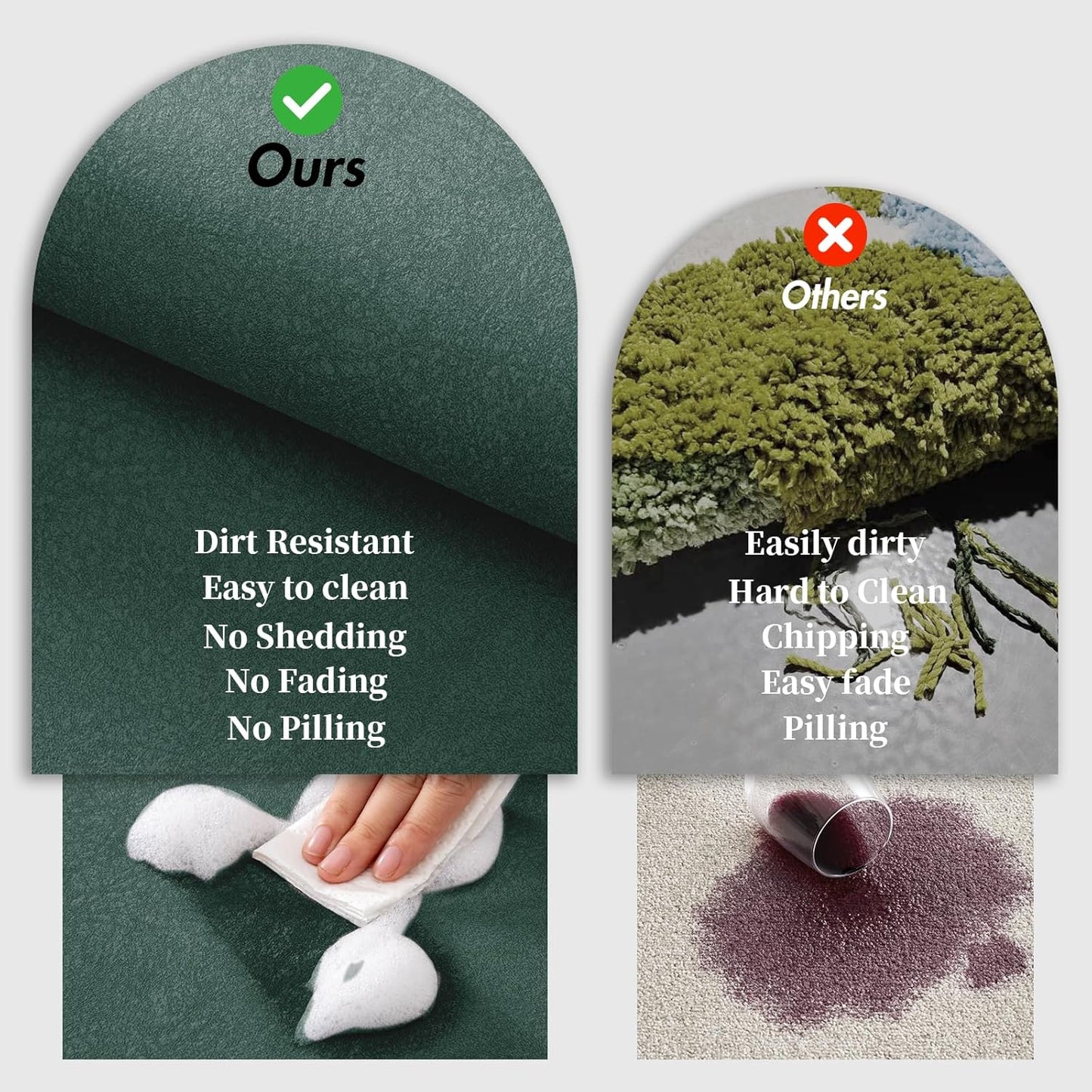 Bath Mat Rugs - Bath Mats for Bathroom Non Slip Absorbent Quick Dry Rubber Backed Thin Bath Rug - Bathroom Floor Mat Bathmat Stain Resistant Easy Care, Machine Washable 17"x32", Dark Green