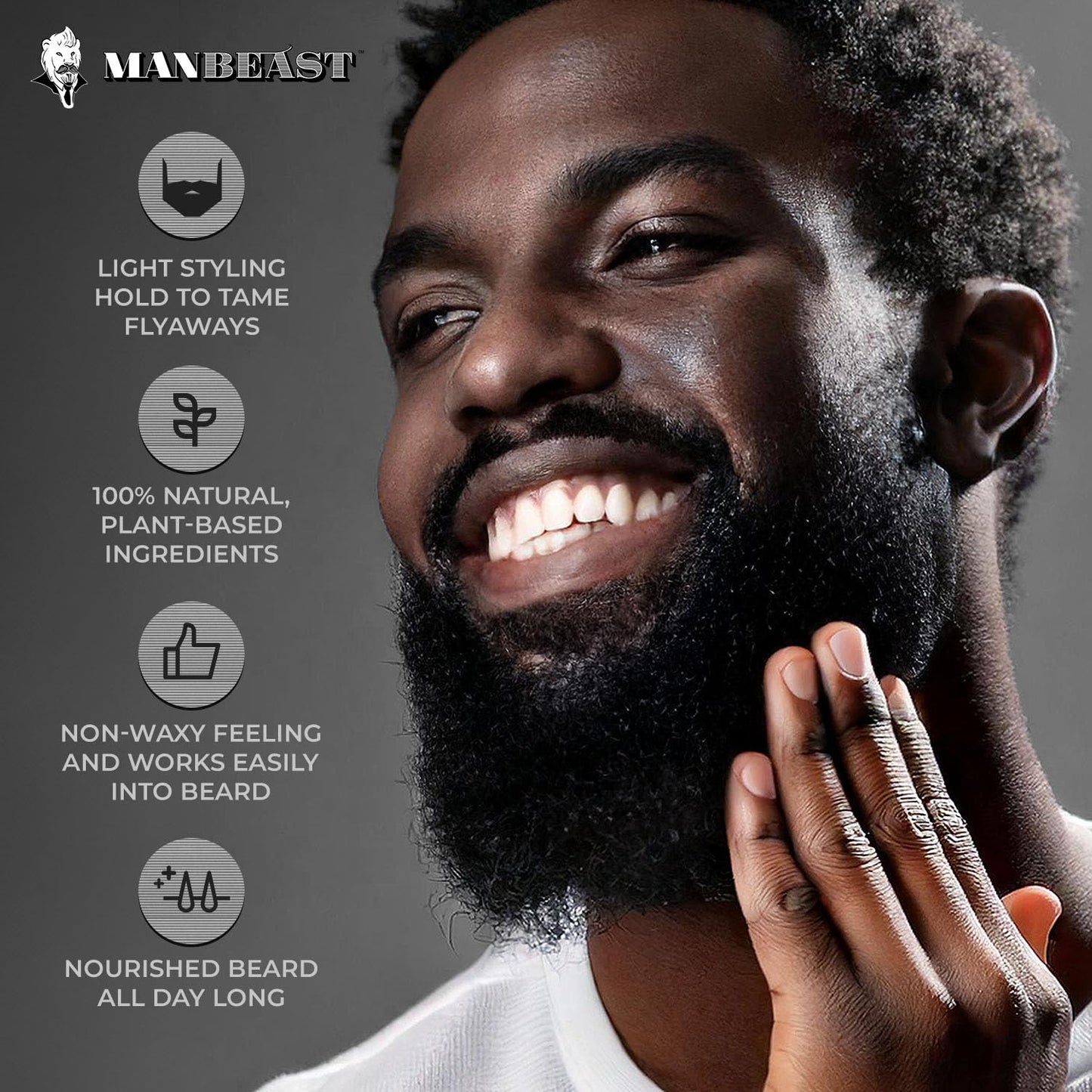 Hypoallergenic All Natural Beard Balm For Men - Unscented Scent - Made from Seed-Based Oil, Nut-Free Leave In Beard Conditioner For Men & Mustache Care, Fresh Beards Look, Styling Balm Gifts