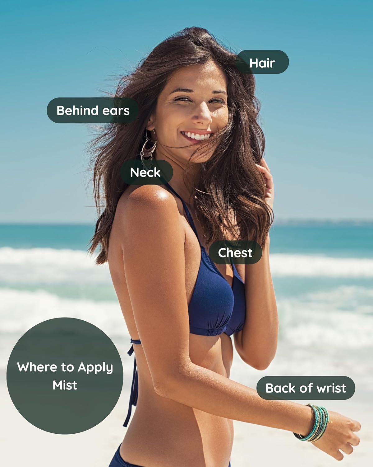 Santal Natural Hair & Body Mist Spray, Pure Essential and Fragrance Oils, Alcohol-Free, Handmade in California, 0.5Fl Oz