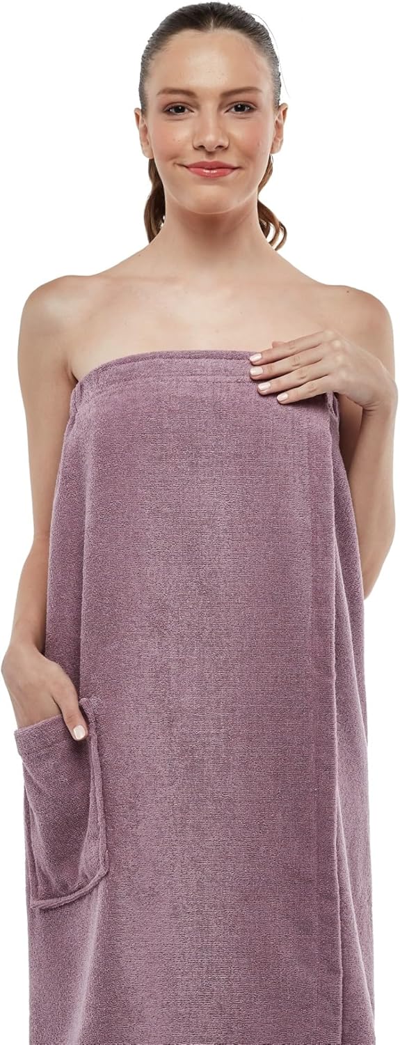 ESKYMODE Womens Terry Cotton Bath Robe Wrap, Women's Spa Shower Towel Bathrobe