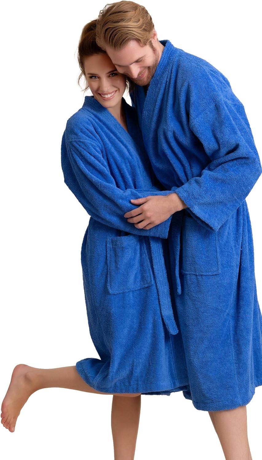 Soft Touch Linen Women's Robe Terry Cloth Kimono Bathrobe Thick 100% Cotton