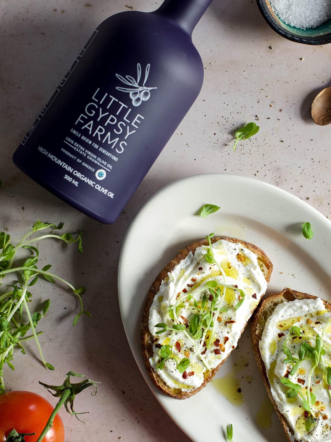 High Mountain Organic EVOO from Little Gypsy Farms | Extra Virgin Olive Oil from a Single Estate in Greece | First Cold-Pressed | High Polyphenols & Amino Acids | Non-GMO | 500ml (2 Pack)