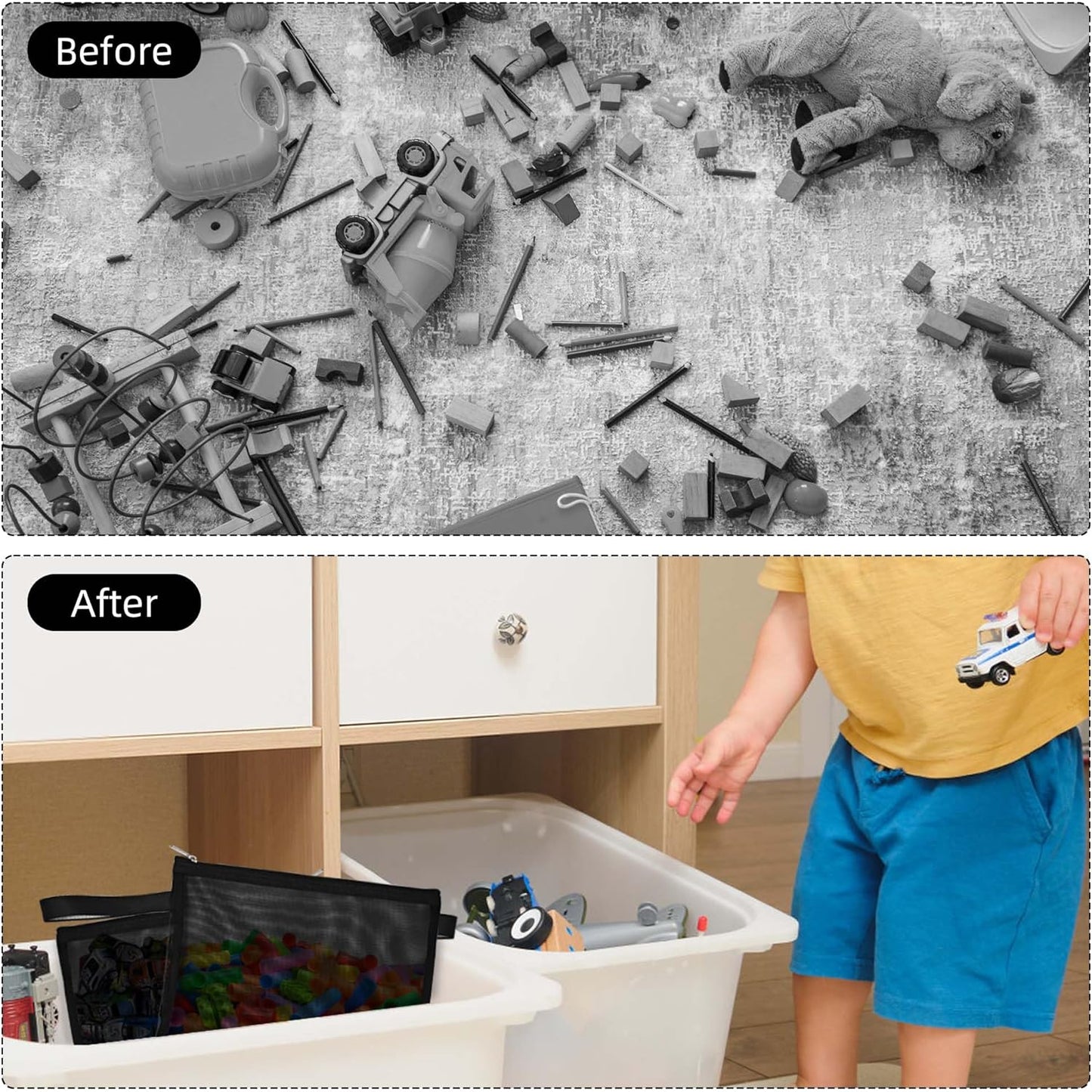 12 Psc Mesh Zipper Pouch Bags,Small Comestic Makeup Bage For Travel, Purse Organizer Pouches (Black, A5*12)