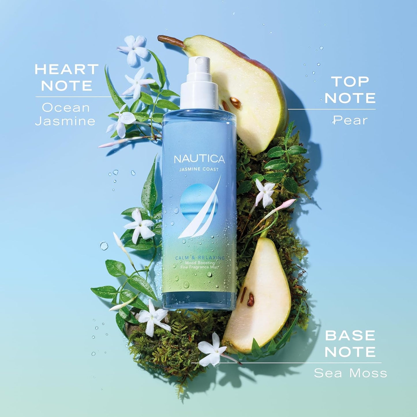 Nautica for Her Jasmine Coast Body Mist, 8.4 Fl Oz (Pack of 1), Notes of Pear, Jasmine, and Musk, Women's Fragrance, Long Lasting, Mood-Boosting Fragrance, Vegan Formula