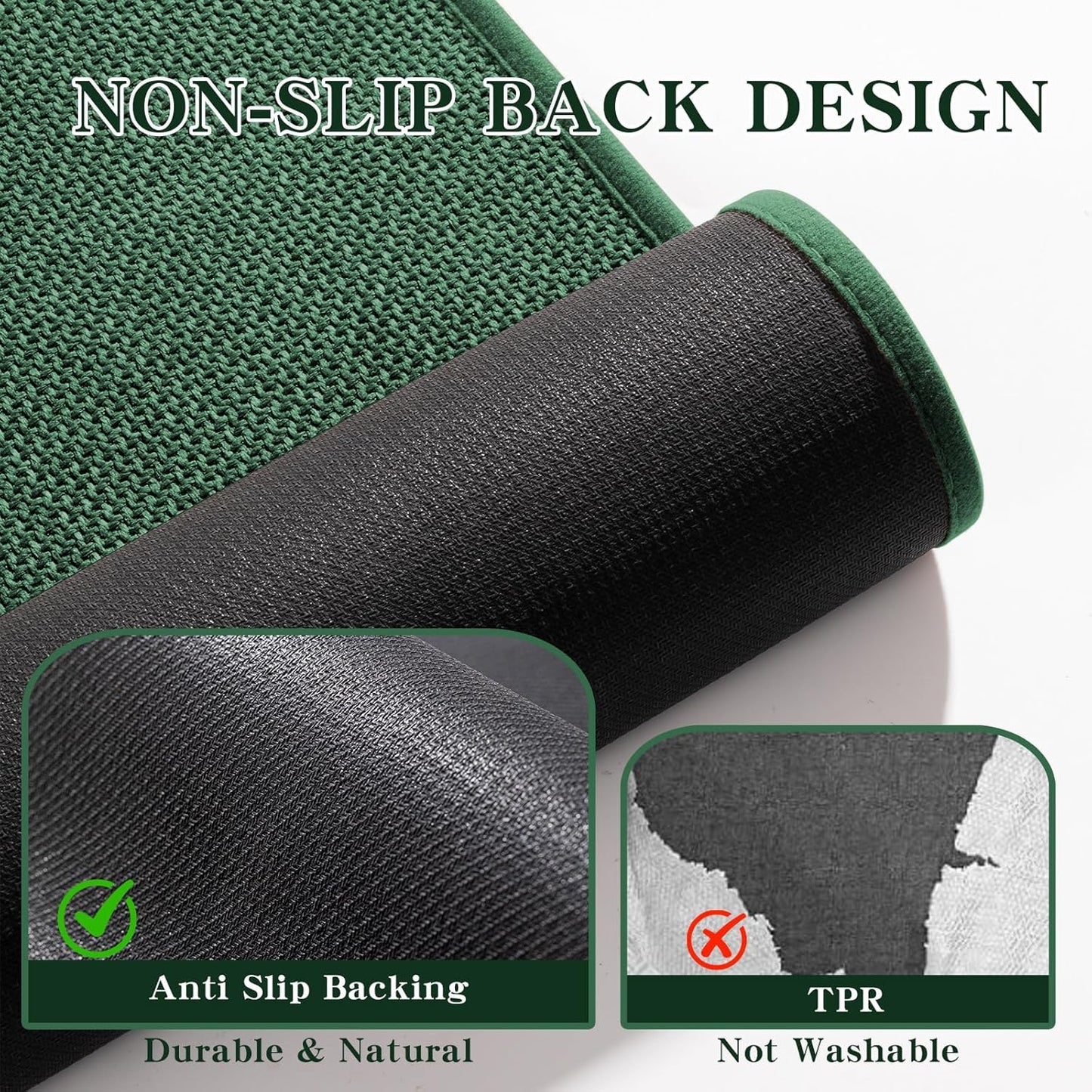 chakme Bathroom Rugs Mat 32x17, Ultra Thin Non Slip Bath Mat Quick Dry Absorbent Bath Mat for Bathroom Floor, (Green, 32"x17")