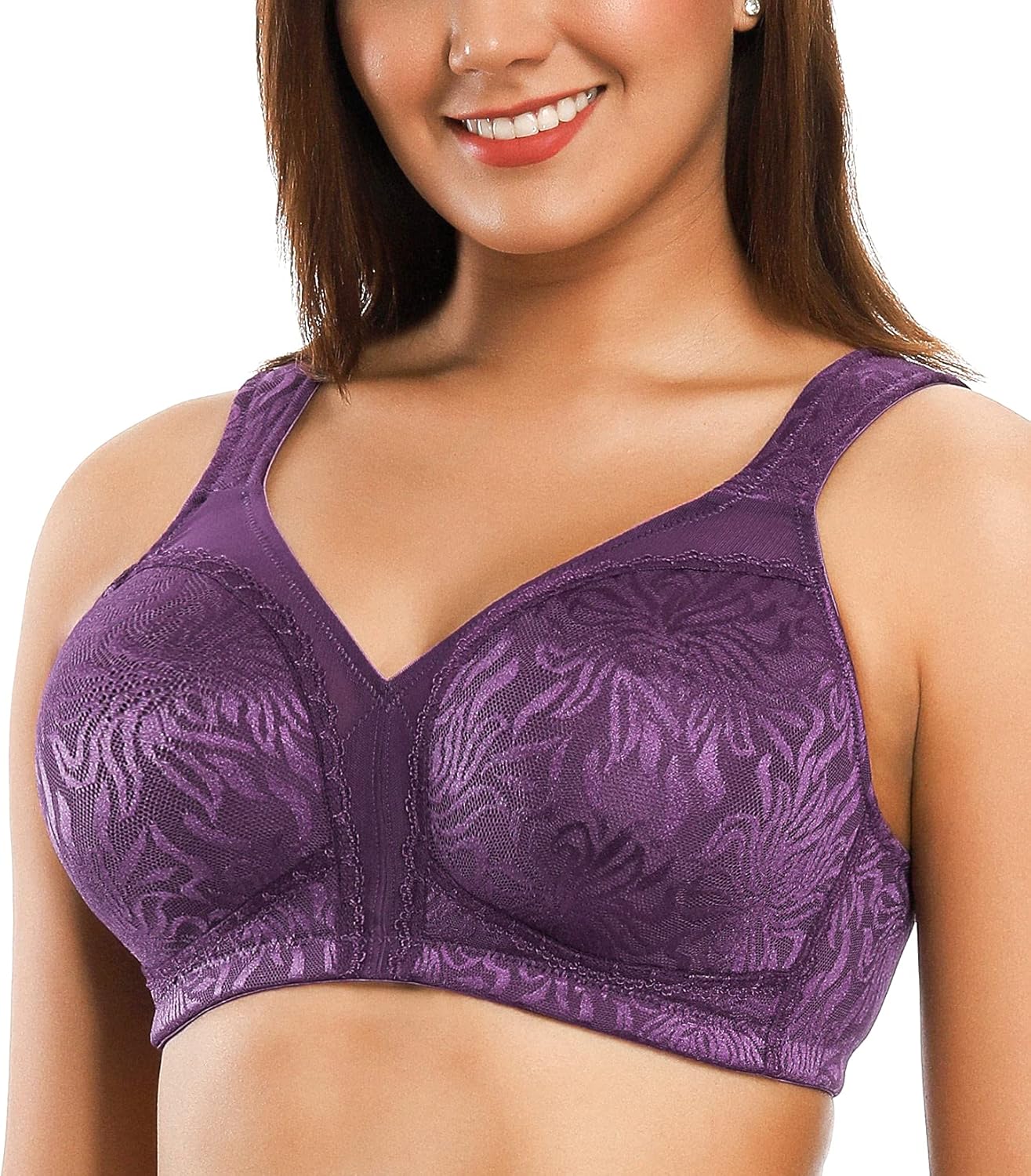 ZeroBound Women's Minimizer Bras Comfort Cushion Strap Wirefree Full Coverage Large Bust Non-Padded Bra