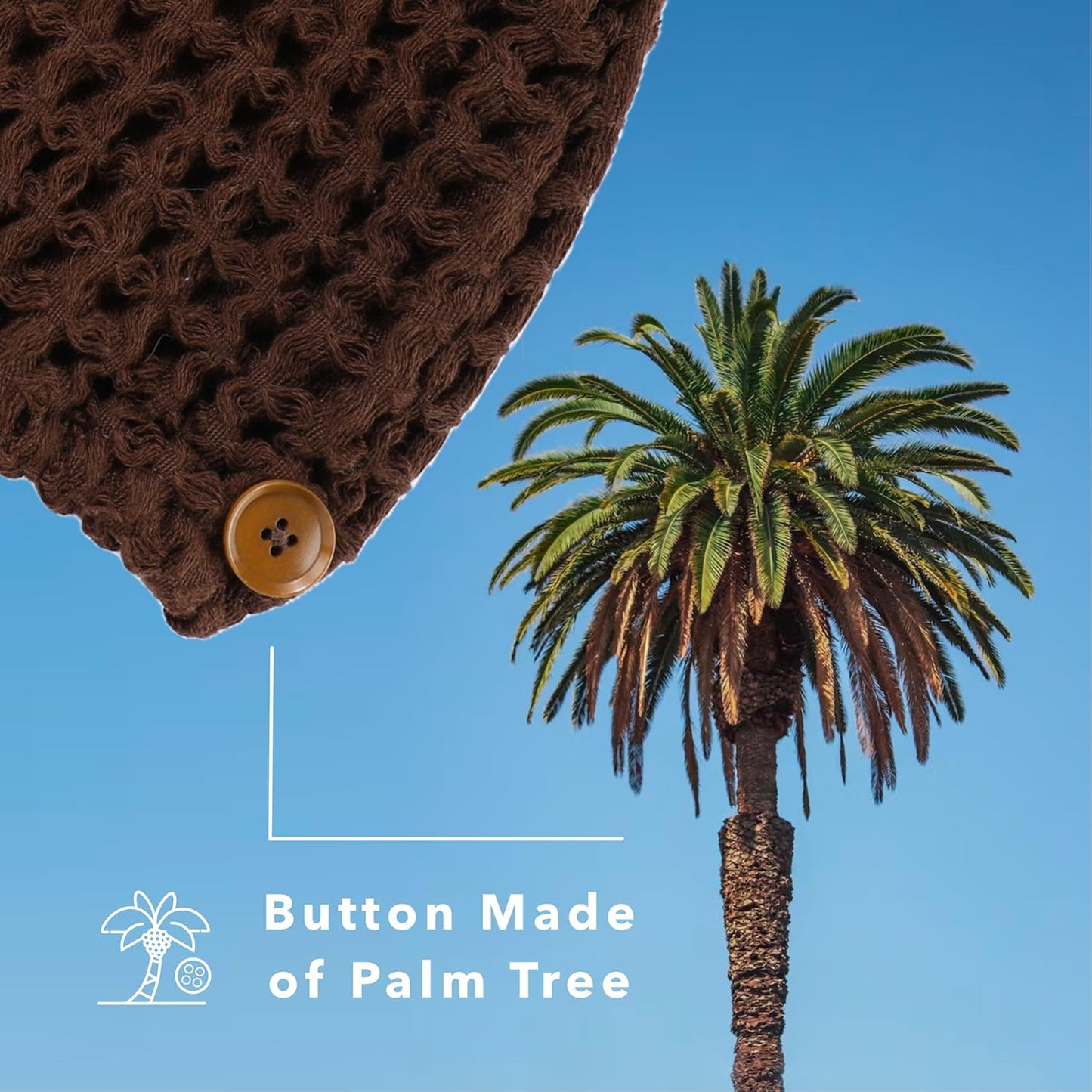 Hair Towel | 100% Cotton Silk Hair-Drying Waffle Wrap Turban for Women, Ultra-Absorbent, Anti Frizz, Hair Damage Protection for Straight and Curly Hair (Dark Cocoa, 2 Pack)