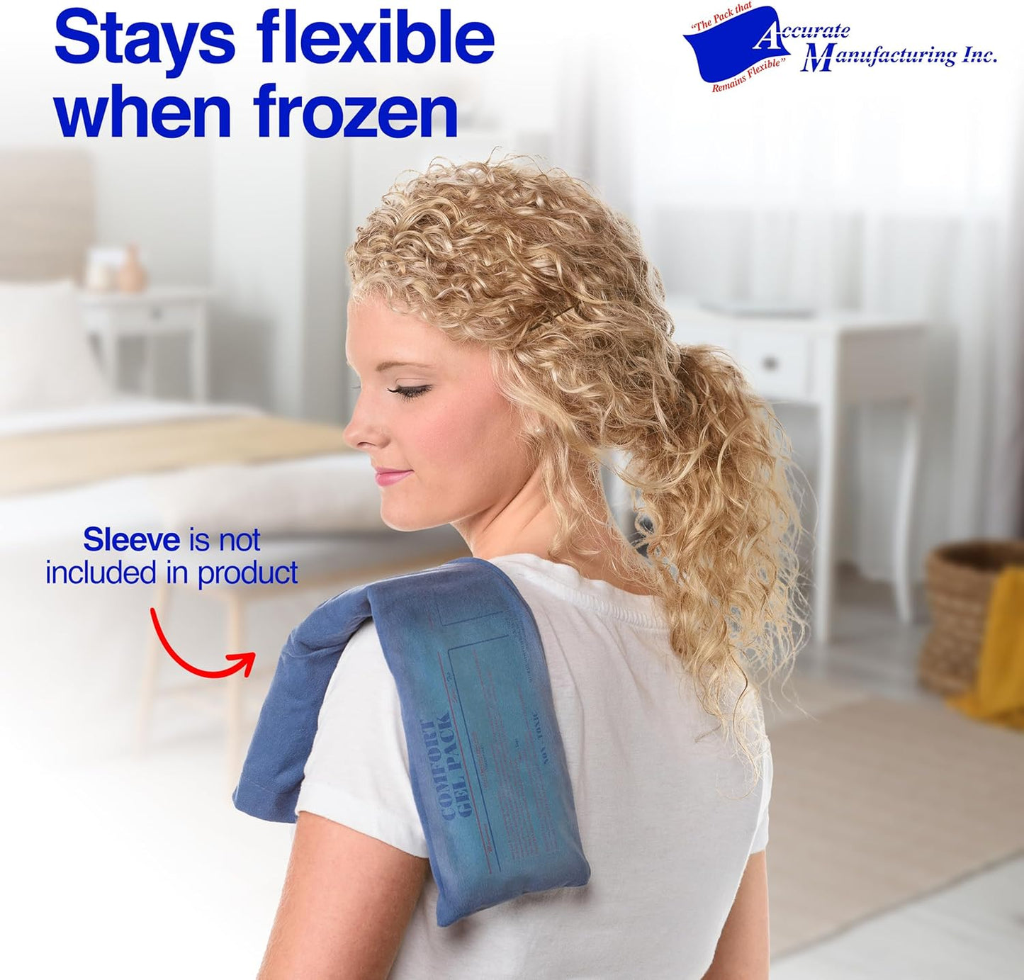 Flexible Reusable Gel Packs for Neck, Wrist, Arm, Back and Shoulder Pain Relief - Versatile Hot or Cold Gel Packs for Injuries, Sore Muscles or Toothache Pain Relief, Blue, 5" x 18", 1 Pack