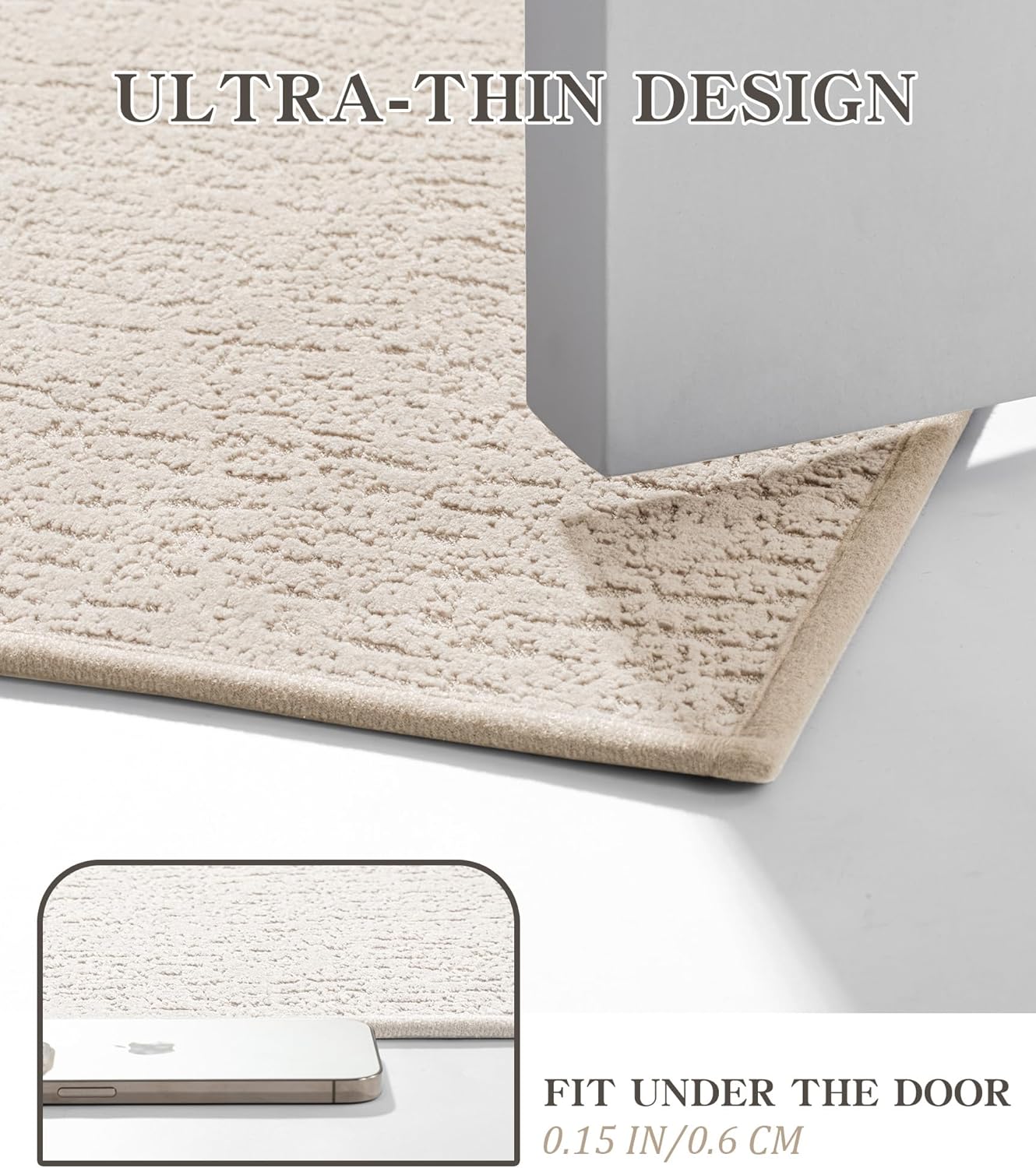 chakme Bathroom Rugs Mat 32x17, Ultra Thin Non Slip Bath Mat Quick Dry Absorbent Bath Mat for Bathroom Floor, (Light Beige, 32"x17")