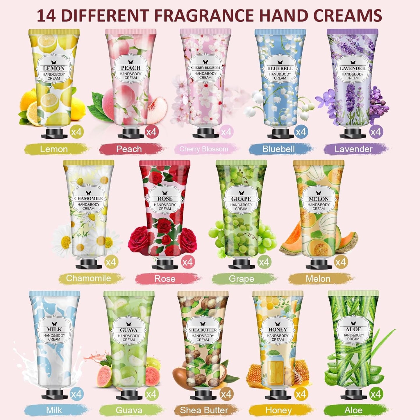 56 Pack Hand Cream Gifts Set, Stocking Stuffers for Women, Bulk Hand Lotion Travel Size for Dry Cracked Hands, Mini Hand Lotion for Christmas Gifts, Bridal Shower Favors and Small Gifts for Women