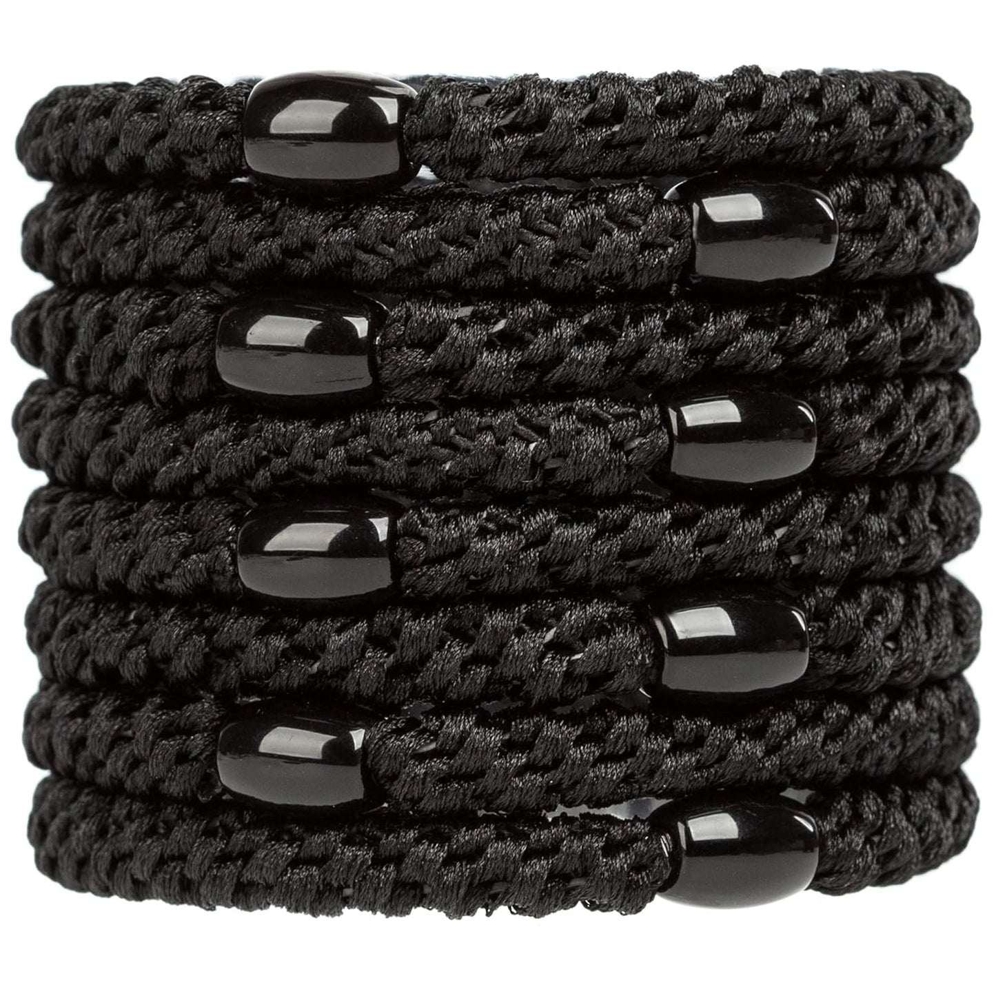 AXEN 8PCS Elastic Hair Tie for Women Girls, Cotton Bands Soft Woven Ponytail Holders for Thick Hair and Curly Hair, Black