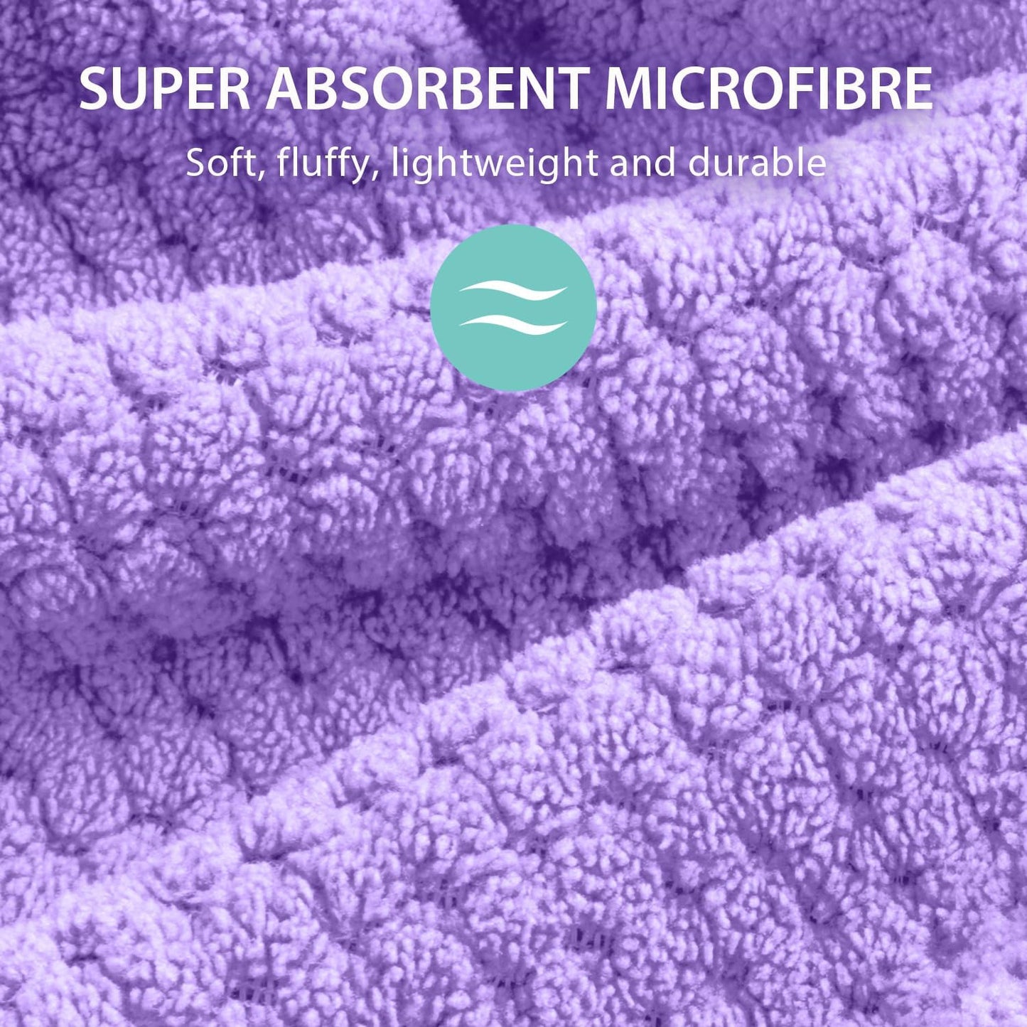 YFONG X-Large Hair Towel Wrap for Women, Super Absorbent Microfiber Hair Towel for Curly Hair, Fast Drying Hair Turbans with Elastic,Hair Drying Towel Wrap for Hair Care 30" X 40" (Purple)