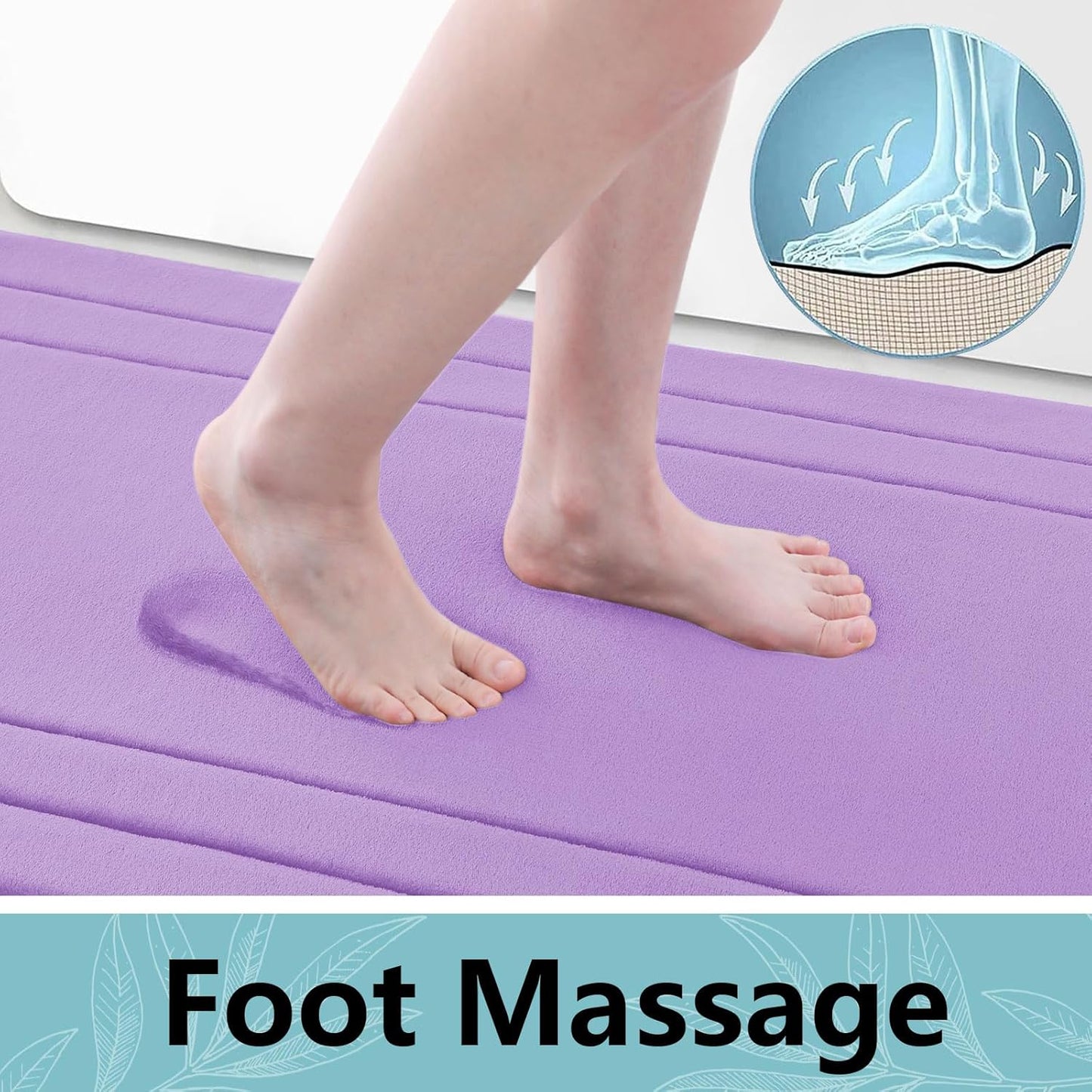 Arotive Memory Foam Bathroom Rug Mat 47x20, Ultra Soft and Absorbent Bath Mat, Machine Wash Dry, Comfortable Bath Rug Carpet for Bathroom Floor, Tub and Shower, Lavender