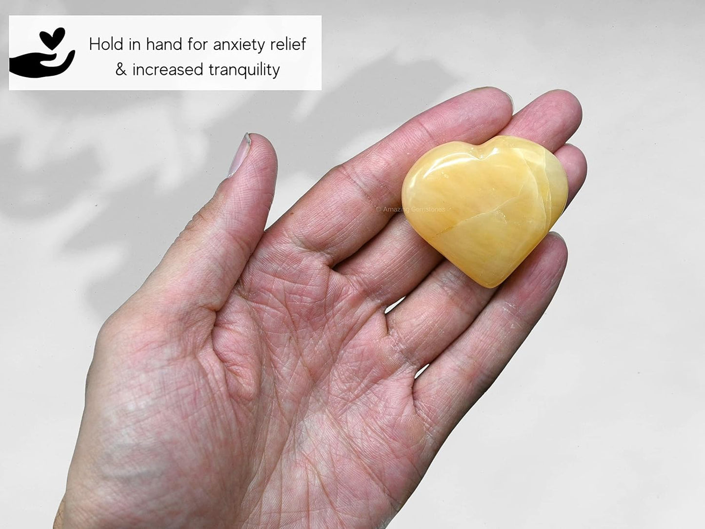 Yellow Aventurine Crystal Heart Palm Stone - Pocket Massage Worry Stone for Natural Body Chakra Balancing, Reiki Healing and Crystal Grid