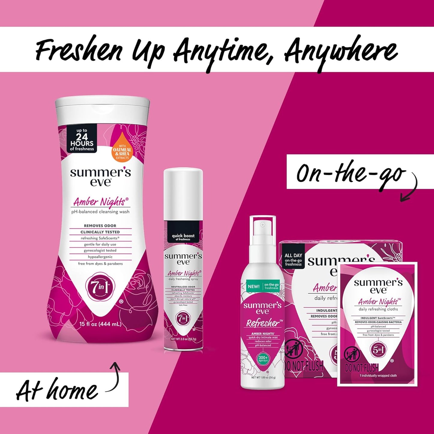 Summer's Eve Amber Nights with Oat and Shea Extracts, Daily Refreshing All Over Feminine Body Wash, Removes Odor, Feminine Wash pH Balanced, 15 fl oz