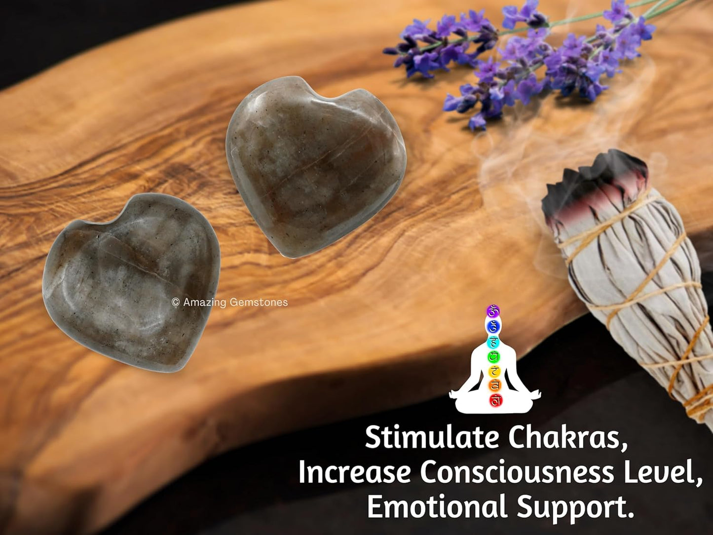 Amazing Gemstone Chrysoberyl Cats Eye Crystal Heart Palm Stone - Pocket Massage Worry Stone for Natural Body Chakra Balancing, Reiki Healing and Crystal Grid