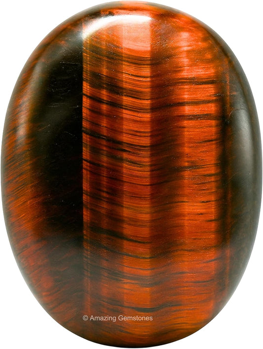 Amazing Gemstone Red Tiger Eye Crystals and Healing Stones - Large Palm Stone Crystals Piedra - Crystal for Good Luck, Balanced Positive Energy, Meditation - Unique Stocking Stuffers, Gifts for Women