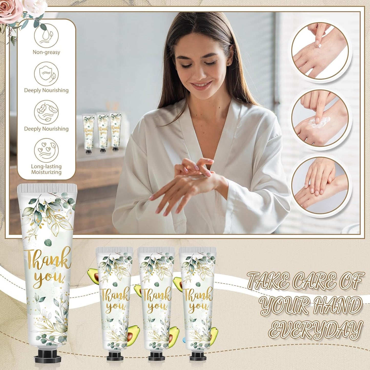 48 Sets Thank You Hand Cream Gifts Bulk Baby Shower Hand Cream Travel Size Lotion Bulk Fall Thanksgiving Party Supplies Favors Birthday Wedding for Guest