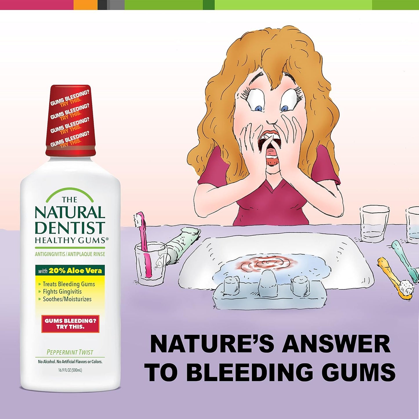 The Natural Dentist Healthy Gums Antigingivitis/Antiplaque Rinse and Orange Zest Flavor Mouthwash Bundle, 16.9 oz Bottles (2 pk)