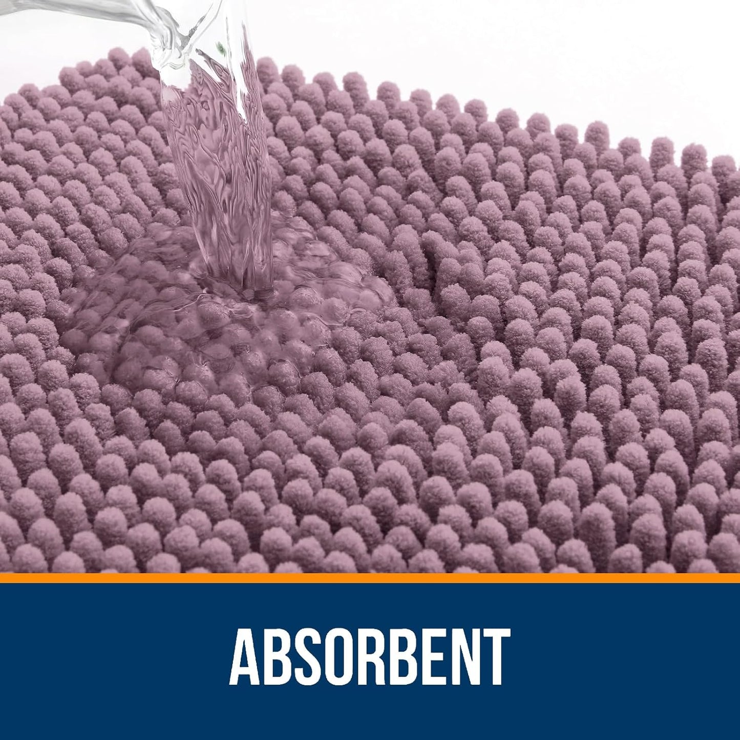 OLANLY Bathroom Rugs 44x24, Extra Soft Absorbent Chenille Bath Rugs, Rubber Backing Quick Dry, Machine Washable Bath Mats for Bathroom Floor, Tub and Shower, Home Decor Accessories, Deep Plum