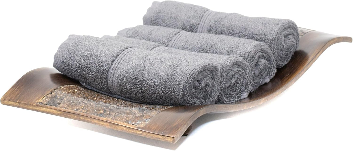 Mosobam Luxury Turkish Towels Set of 4 Washcloths 13X13 Charcoal Gray (Dark Grey) 700 GSM Bamboo Viscose & Aegean Turkish Combed Cotton
