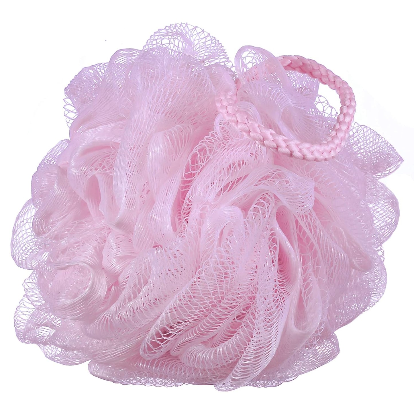 60g/pcs Pink Mesh Bath Sponge Shower Pouf Loofahs Shower Puff Pack of 4 (Pink)