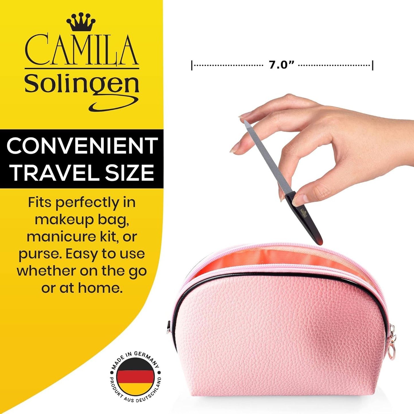 CS18 Sapphire Metal Nail File for Natural Nails Fingernail and Toenail Care, 7" Double Sided Coarse and Fine for Manicure and Pedicure