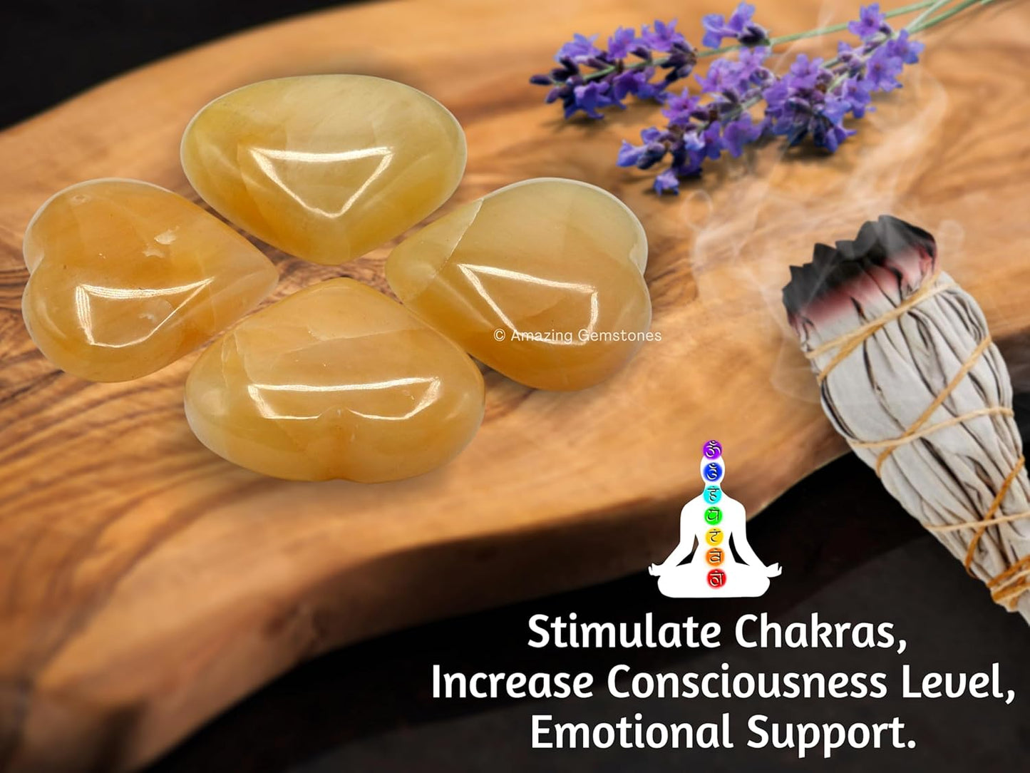 Yellow Aventurine Crystal Heart Palm Stone - Pocket Massage Worry Stone for Natural Body Chakra Balancing, Reiki Healing and Crystal Grid