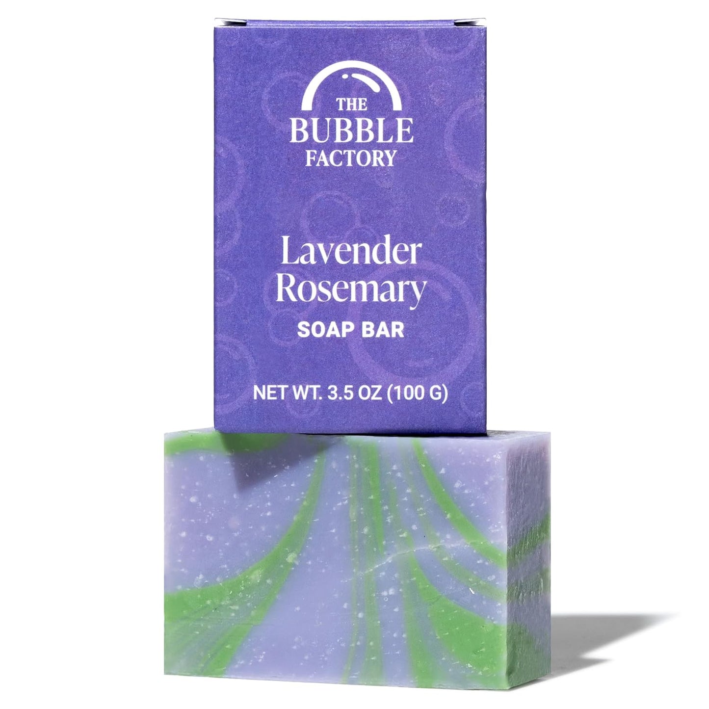 The Bubble Factory Handmade Soap, All Natural Soap for Women & Men, Hand, Bath & Body Natural Bar Soap, Vegan, Palm Oil Free, Made in USA with Shea Butter + Essential Oils, Lavender Rosemary, Single