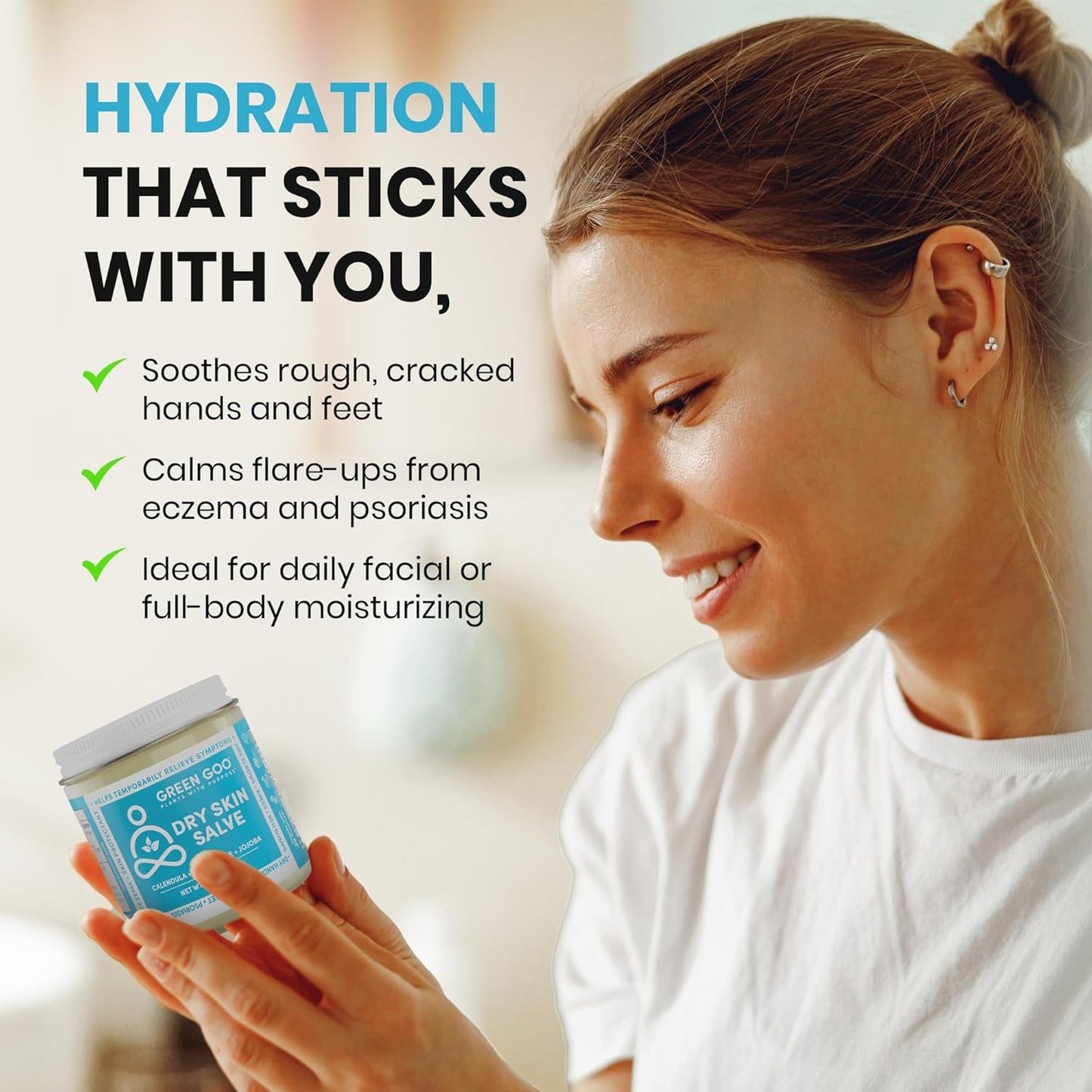 Green Goo Dry Skin Salve, All-Natural Moisturizer for Hydrating The Body & Face, Helps Alleviate Symptoms of Chronic Skin Conditions, 4 Oz