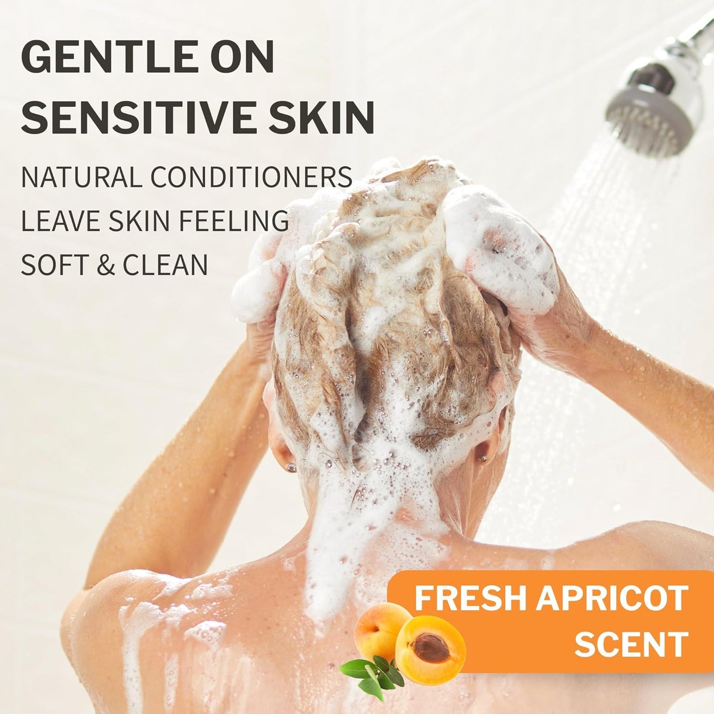 McKesson Body Wash and Shampoo [4 Count] - 1  Gallon Bulk Refill Full Body Wash with Aloe, Apricot Scent - Sensitive Skin & Hair 2‑in‑1