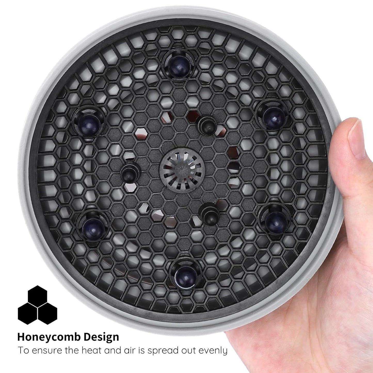 Segbeauty Collapsible Blow Dryer Diffuser, Travel Portable Hair Diffuser for Natural Curly Hair, Professional Lightweight Folding Diffuser Attachment for Dryers Nozzle 1.54 to 1.69 inches Gray