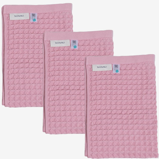 Luxury Japanese Cotton Silk Waffle Bath Towel | Plush, Absorbent, and Quick Dry (Sakura Pink, Hand Towel (3 Pack))