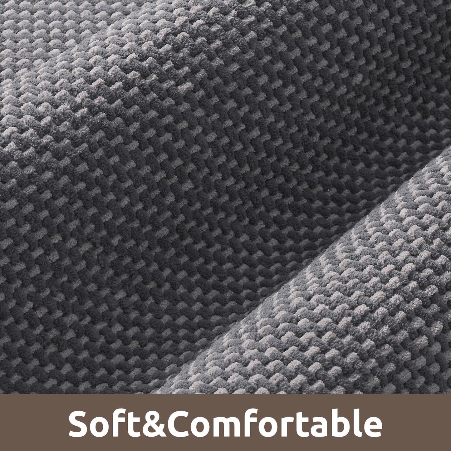 AMOAMI Chenille Bath Mat Super Absorbent Bathroom Mat Quick Dry Low Pile Bath Mats for Bathroom Washable Rubber Backed Bathroom Runners Fit Under Door, Front of Bathtub, Darkgrey&LIGHTGREY 24"x70"