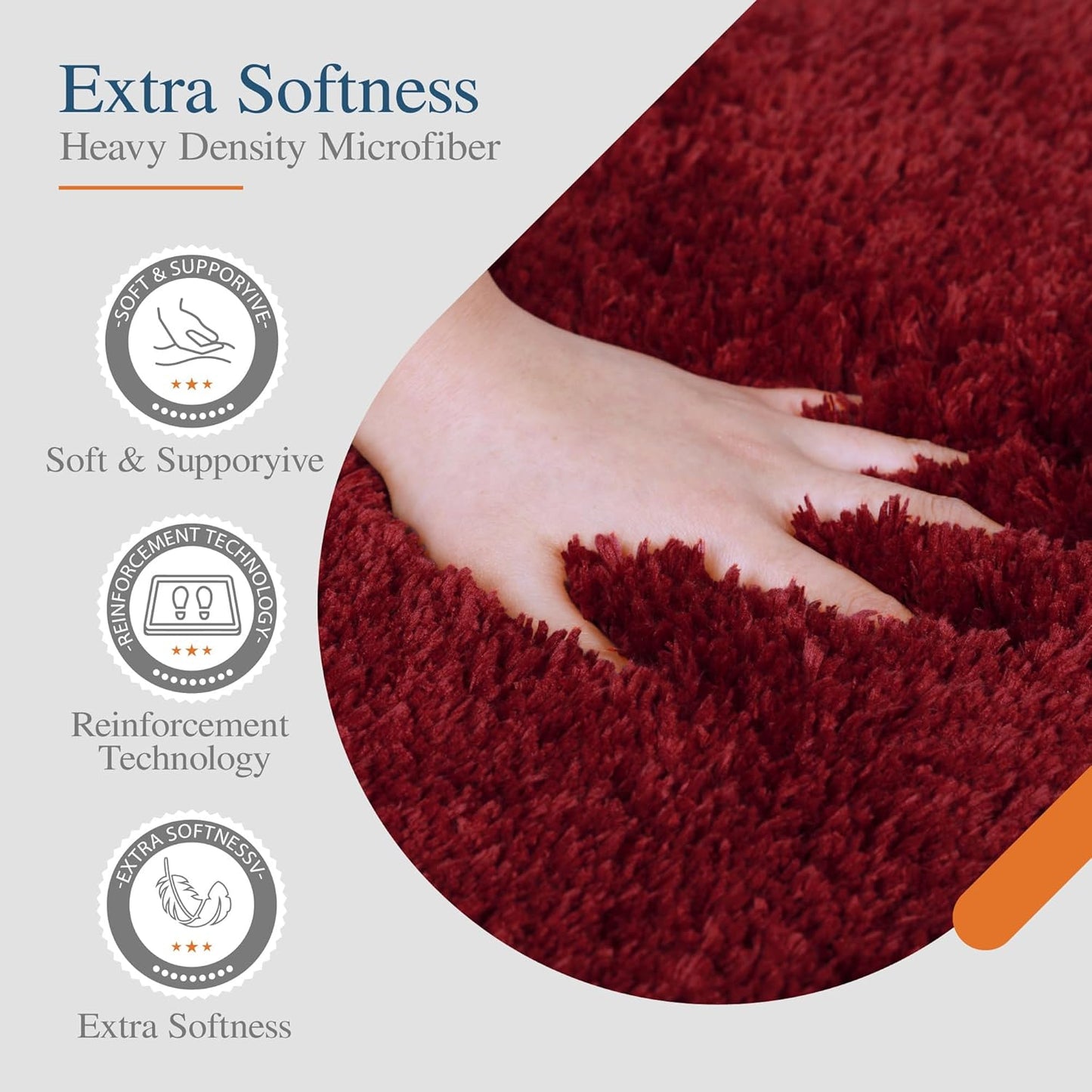 Walensee Bathroom Rug Non Slip Bath Mat (16 x 24, Red) - Water Absorbent Soft Microfiber Shaggy Mat, Machine Washable Thick Plush Rug for Shower