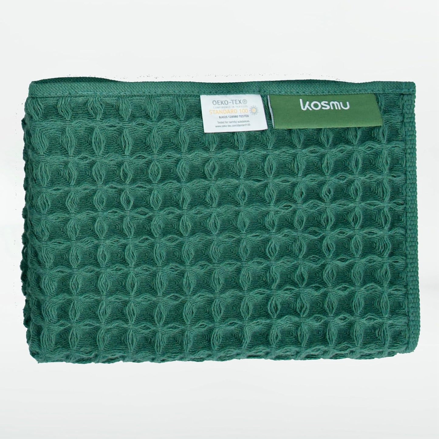 Luxury Japanese Cotton Silk Waffle Bath Towel | Plush, Absorbent, and Quick Dry (Forest Green, Face Towel, 16" x 16")