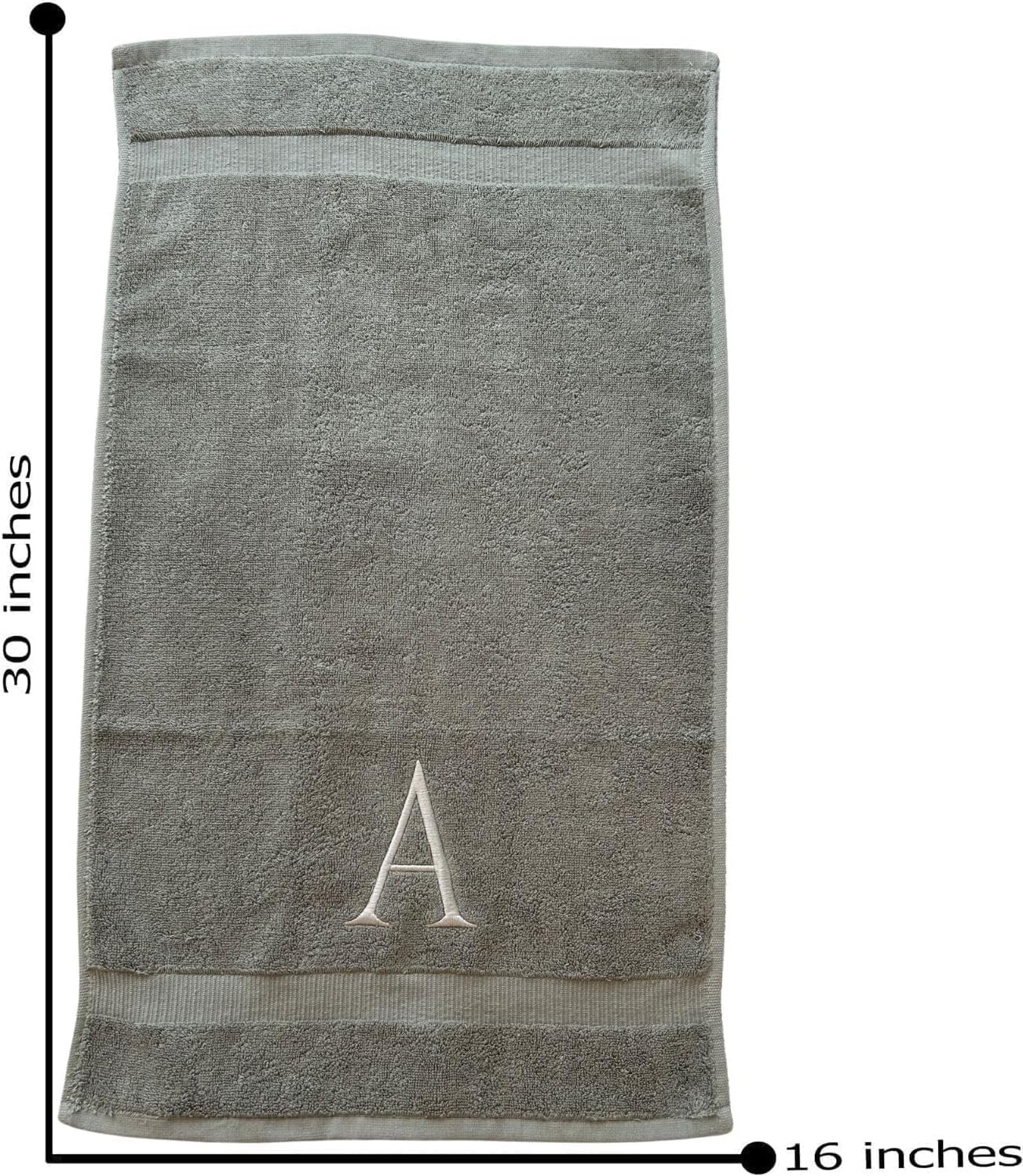 Gray Initial Hand Towel for Bathroom - Monogrammed Luxury Hotel Quality Decorative Embroidered Towel for Powder Room, Spa - GOTS Organic Certified - Set of 2 Silver Letter G