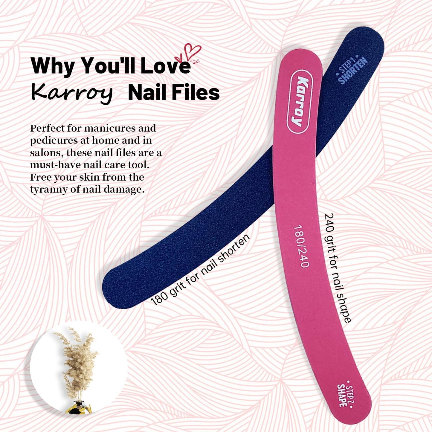 Nail File 20pcs Dual Sided Nail Files for Natural Nails Emery Boards Nail Filer for Acrylic Nail 180/240 Grit