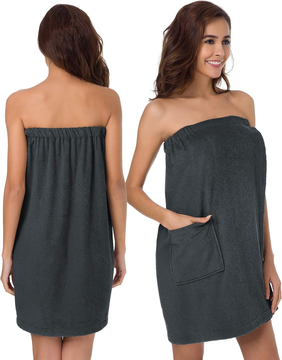 SIORO Women Bath Towel Wrap Robe, Soft Cotton Terry Spa Cloth, Plush Adjustable Closure for Shower, Travel, Pool, Gym