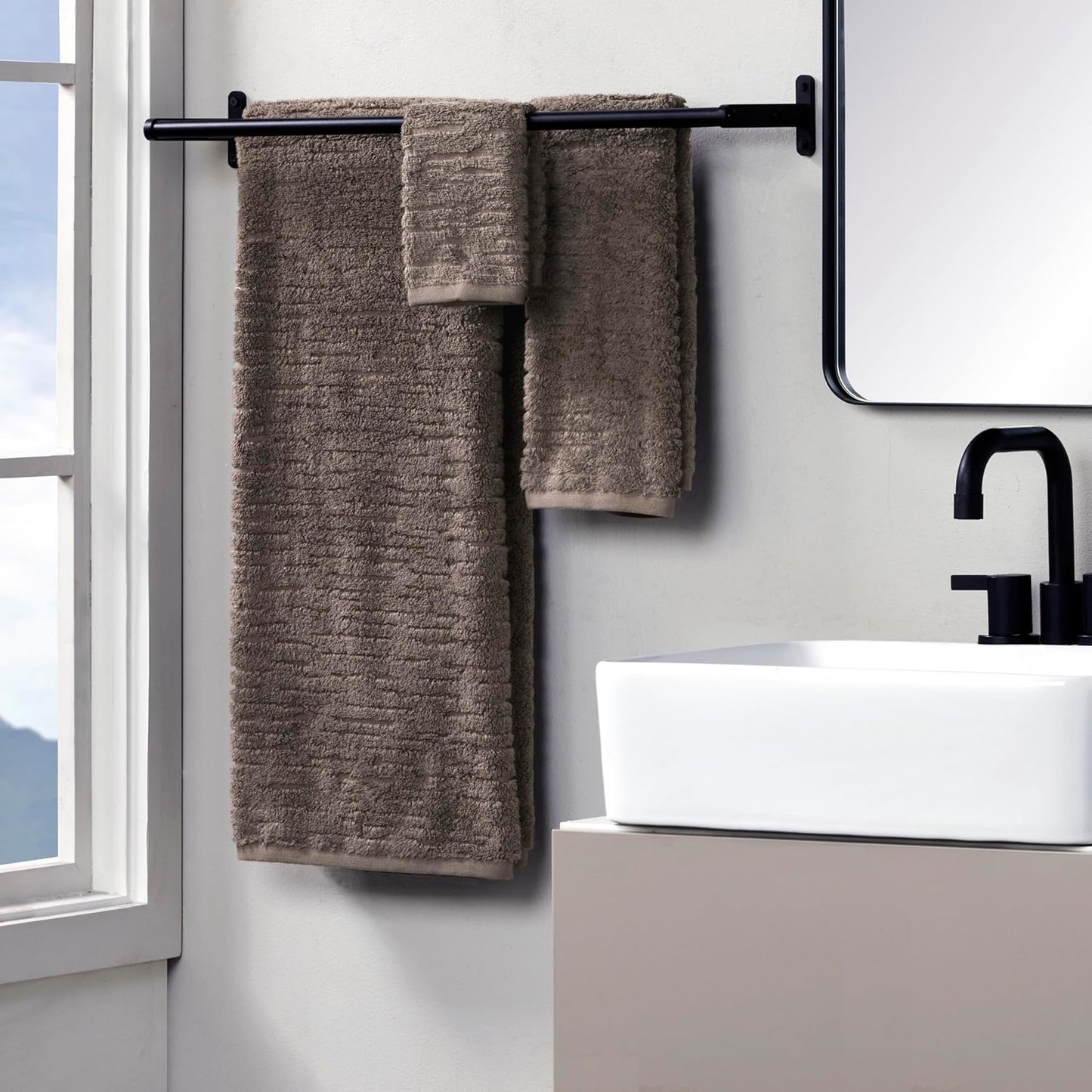 SKL Home CloudSoft Cotton Luxury 6 Pc Towel Set for Bath & Gift, Mink Brown