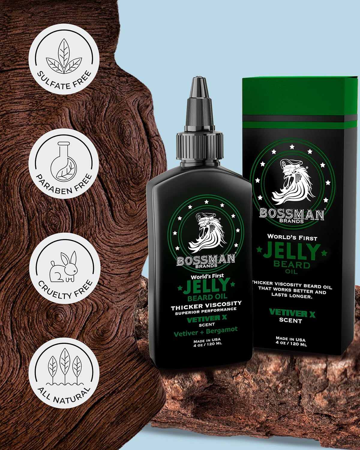 Bossman Beard Oil Jelly and Relaxing Beard Balm Combo - Vetiver X Scent