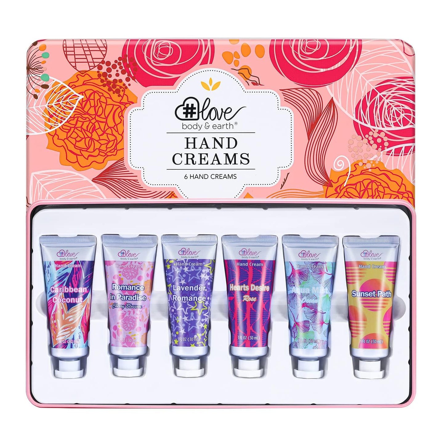 BODY & EARTH # LOVE Hand Cream Set Hand Lotion Gift Set for Women, 6-Pack of Travel Size Hand Lotions, Enriched with Shea Butter for Nourishing Dry Hands, Birthday Gifts for Christmas