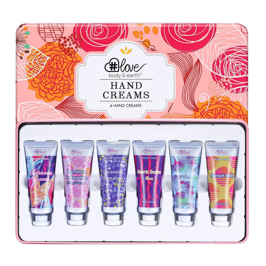 BODY & EARTH # LOVE Hand Cream Set Hand Lotion Gift Set for Women, 6-Pack of Travel Size Hand Lotions, Enriched with Shea Butter for Nourishing Dry Hands, Birthday Gifts for Christmas