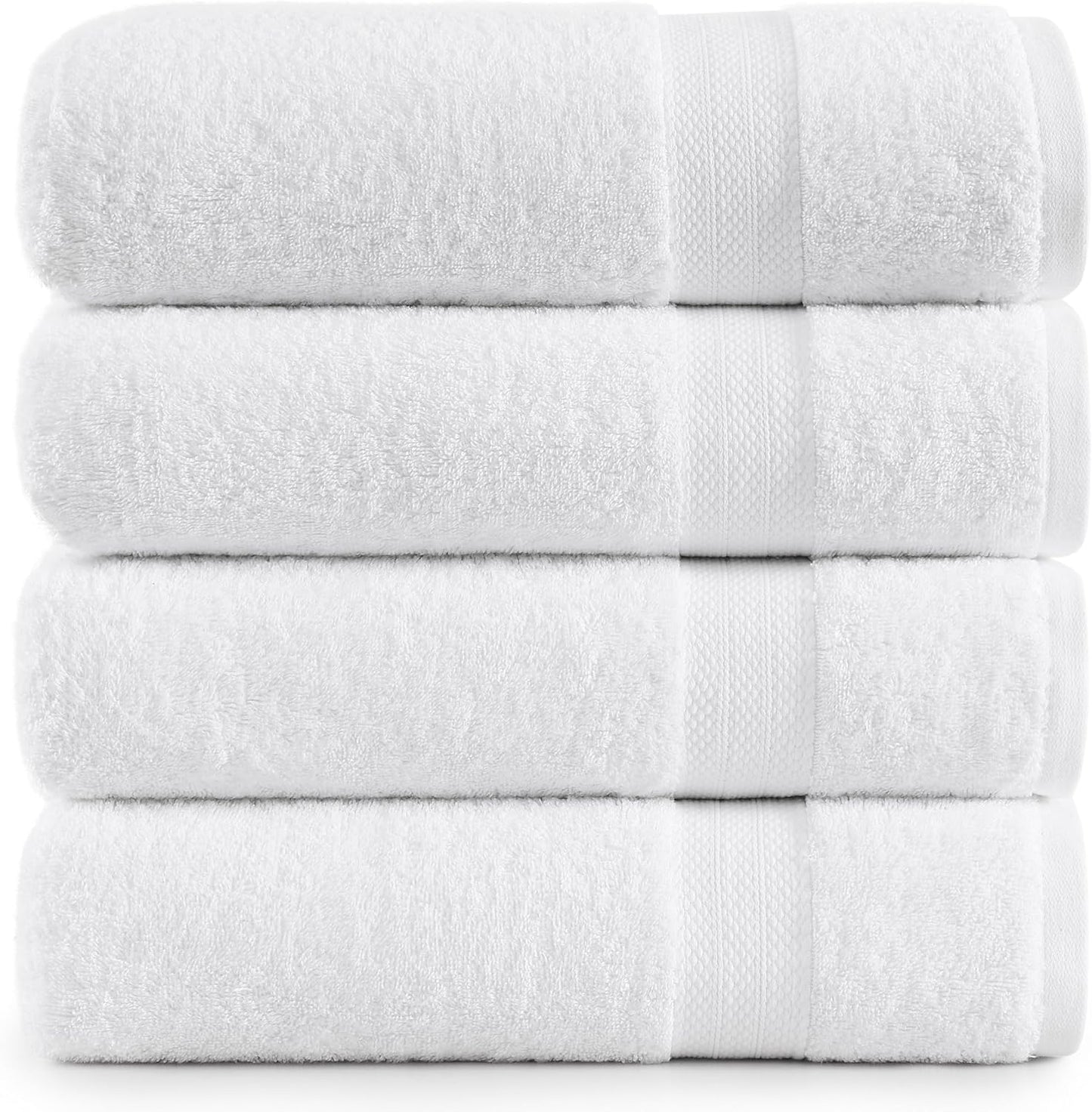 LANE LINEN 100% Cotton 4 Pack Bath Towels (28"x54") - Ring Spun Cotton - Large Towels for Bathroom - Quick Drying, Highly Soft & Absorbent Shower Towel Set - Hotel & Spa Quality - White Towel Set