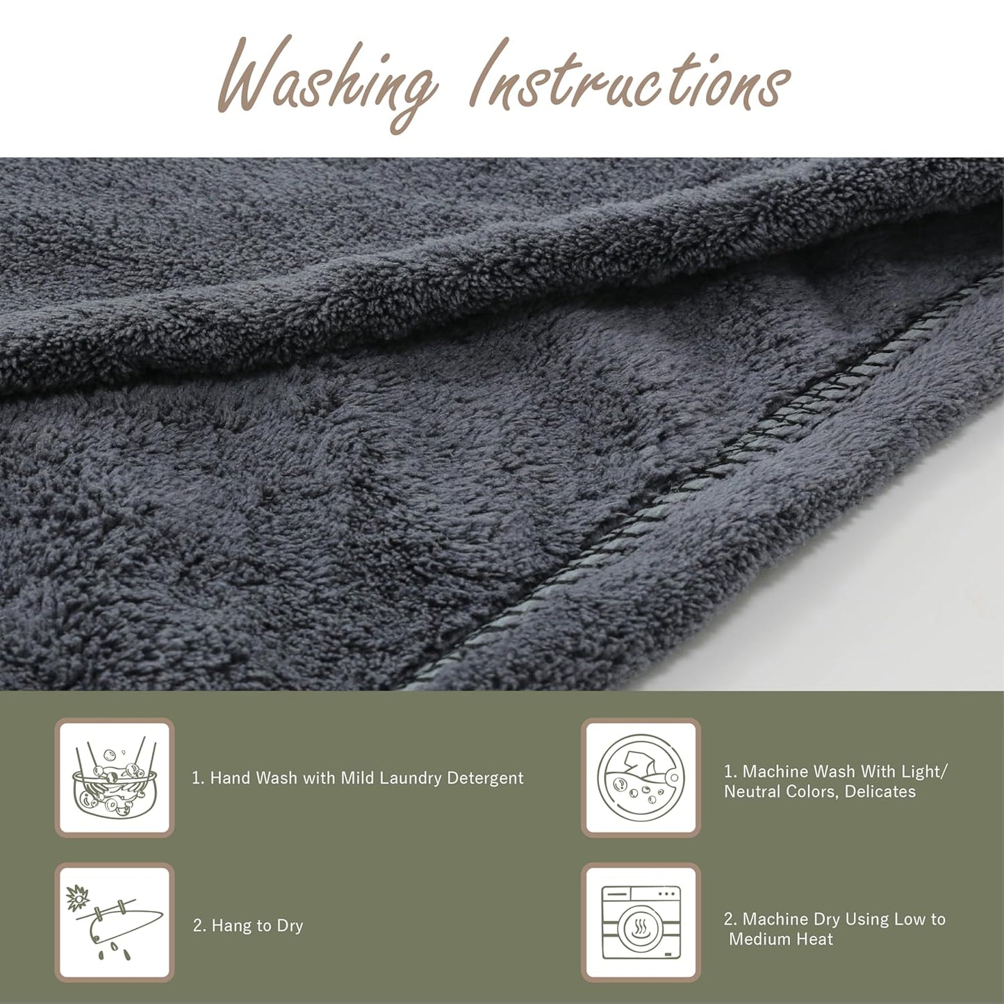 myHomeBody Hair Towel Wrap, Luxury Quick Drying Turban, Ultra Soft Absorbent Charcoal Fiber Cap, with Coconut Shell Button – Midnight Blue